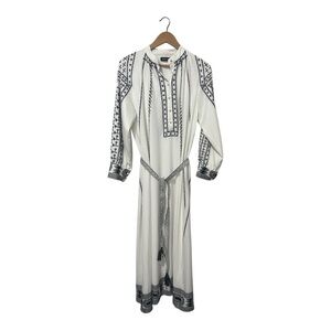 Novella Printed A Line Dress Plus Size 2X White Black Modest Long Sleeves Maxi